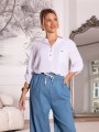 Szerokie SPODNIE na gumce OFELIA - blue