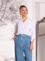 Szerokie SPODNIE na gumce OFELIA - blue