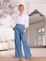 Szerokie SPODNIE na gumce OFELIA - blue