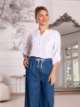 Szerokie SPODNIE na gumce OFELIA - navy