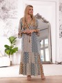 Sukienka BOHO ornament ZOE - szafir