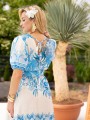 Sukienka MAXI z bufkami WALENTYNA - blue