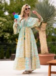Sukienka MAXI kimono REA - mozaika green