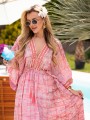 Sukienka MAXI kimono REA - mozaika pink