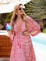 Sukienka MAXI kimono REA - mozaika pink