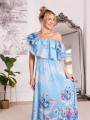 Sukienka koktajlowa hiszpanka ROSEMARY - kwiaty blue