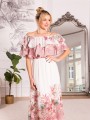 Sukienka koktajlowa hiszpanka ROSEMARY - kwiaty pink