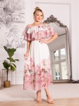 Sukienka koktajlowa hiszpanka ROSEMARY - kwiaty pink