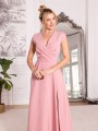 Sukienka gładka maxi Olivia - puder