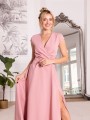 Sukienka gładka maxi Olivia - puder