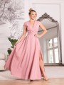 Sukienka gładka maxi Olivia - puder