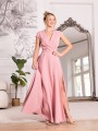 Sukienka gładka maxi Olivia - puder