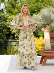 Sukienka MAXI kimono REA - etno green