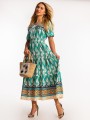 Sukienka z bufkami maxi LENA - green