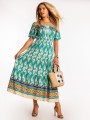 Sukienka z bufkami maxi LENA - green
