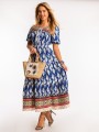 Sukienka z bufkami maxi LENA - blue