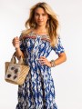 Sukienka z bufkami maxi LENA - blue