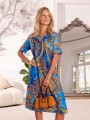Sukienka MIDI we wzory RAYA - aztek blue