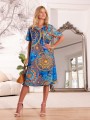 Sukienka MIDI we wzory RAYA - aztek blue