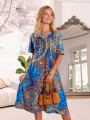 Sukienka MIDI we wzory RAYA - aztek blue