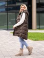 Pikowana kamizelka ze sznurkiem EVELYN - brown