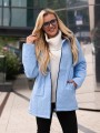 Kurtka z tłoczeniami i kapturem w kwiaty GIANNA - blue