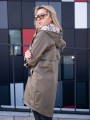 KURTKA parka podszewka w kratę FELICE - khaki