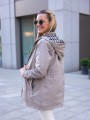 KURTKA parka z podszewką w pepitkę IGA - beż