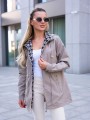 KURTKA parka z podszewką w pepitkę IGA - beż