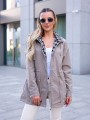 KURTKA parka z podszewką w pepitkę IGA - beż