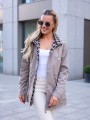 KURTKA parka z podszewką w pepitkę IGA - beż
