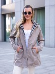KURTKA parka z podszewką w pepitkę IGA - beż