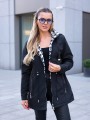 KURTKA parka z podszewką w pepitkę IGA - czarny