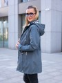 KURTKA parka z podszewką w pepitkę IGA - morski