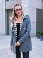 KURTKA parka z podszewką w pepitkę IGA - morski