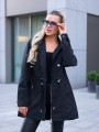 KURTKA parka z kieszeniami na guzik ELSA - black