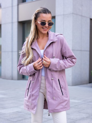 KURTKA parka z kieszeniami na guzik ELSA - blush