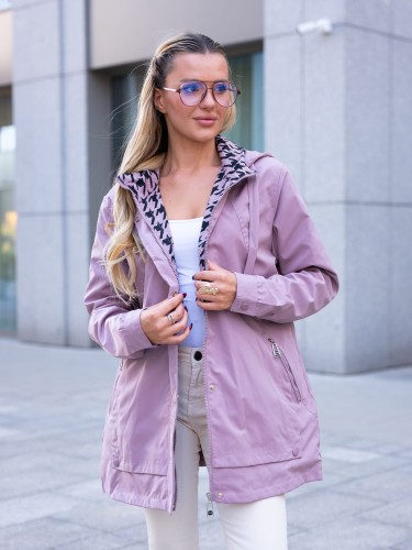 Prosta KURTKA z pepitką IRINA - blush