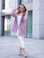 Prosta KURTKA z pepitką IRINA - blush