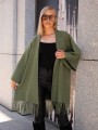 Luźny KARDIGAN z frędzelkami ZOEY - khaki