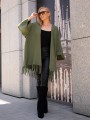 Luźny KARDIGAN z frędzelkami ZOEY - khaki
