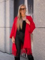 Luźny KARDIGAN z frędzelkami ZOEY - czerwony