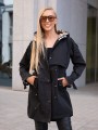 KURTKA z klamrami i podszewką w kratę NOELIA - czarny
