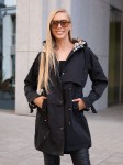 KURTKA z klamrami i podszewką w kratę NOELIA - czarny