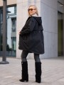 KURTKA z klamrami i podszewką w kratę NOELIA - czarny