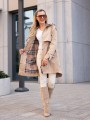 KURTKA z klamrami i podszewką w kratę NOELIA - beige