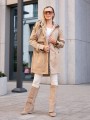 KURTKA z klamrami i podszewką w kratę NOELIA - beige