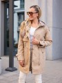 KURTKA z klamrami i podszewką w kratę NOELIA - beige