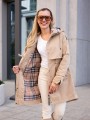 KURTKA z klamrami i podszewką w kratę NOELIA - beige