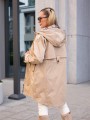 KURTKA z klamrami i podszewką w kratę NOELIA - beige